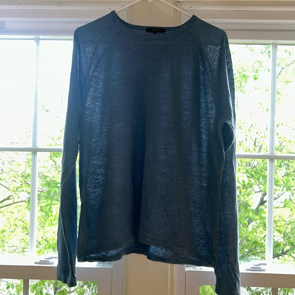 Vince 100% linen sky blue oversized top sized medium